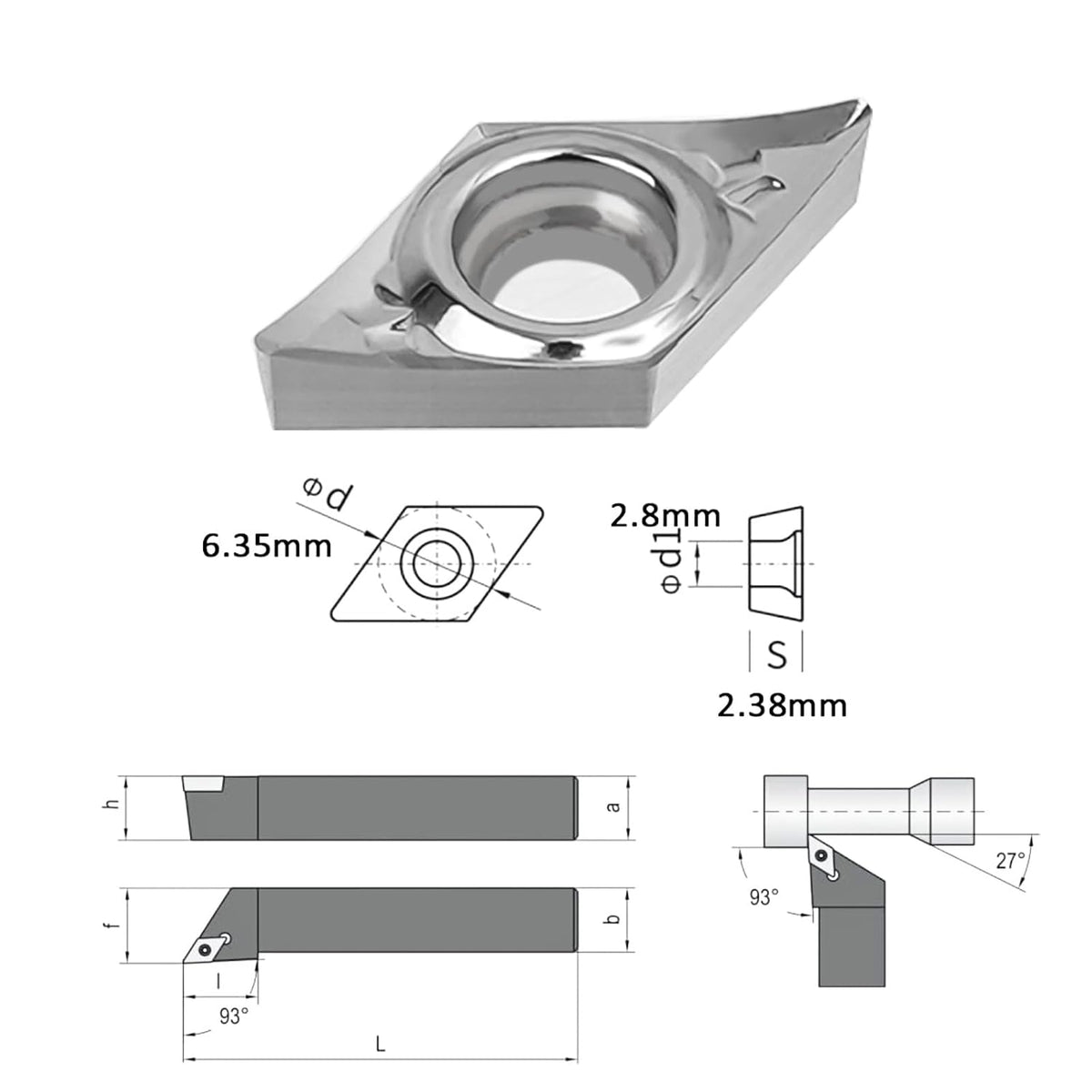 DCGT070204-AL Carbide Inserts for Aluminum CNC Lathe Turning, 10pcs