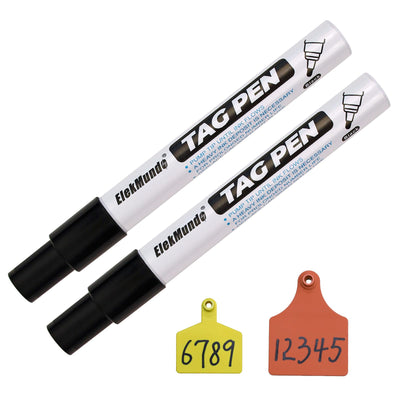 2-Piece Ear Tag Marking Pen, Black Ink, Fade-Resistant Ear Tag Marker Pen