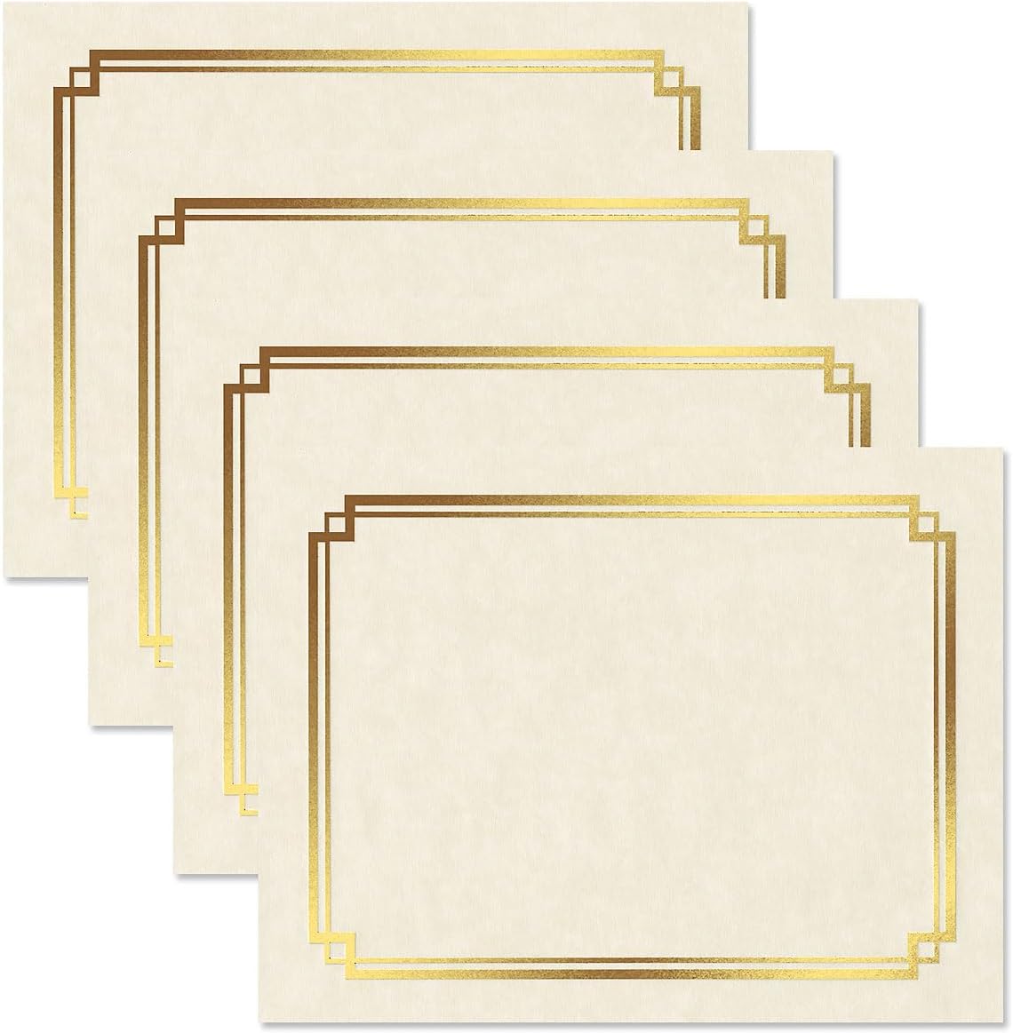 Gold Foil on Cream Certificate Paper - Pack of 25, 8-1/2" x 11" Parchment, Laser & Inkjet Printer Compatible