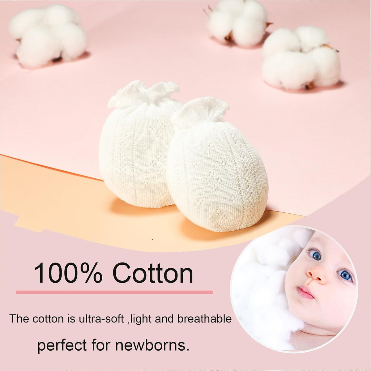 Baby Mittens Newborn Girl 0-6 Months No Scratch Ruffle Mesh 5-Pack