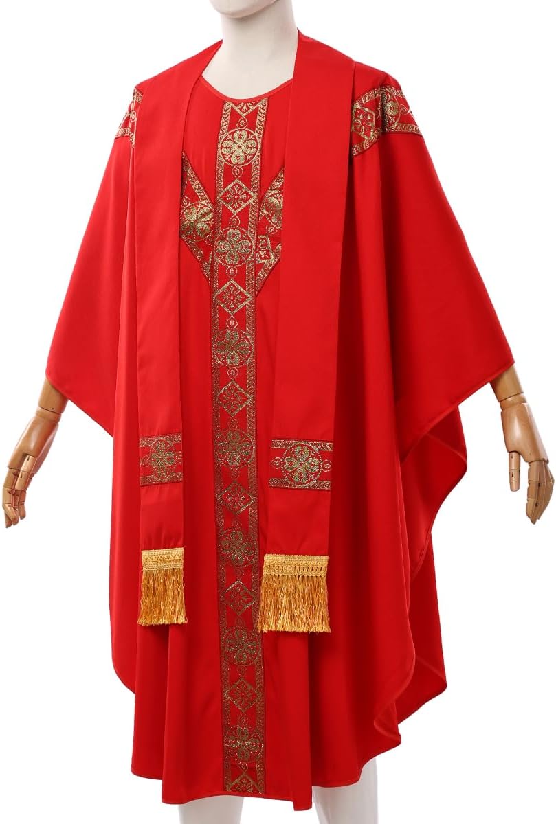 Catholic Priest Chasuble Church Mass Vestment Robe with Stole