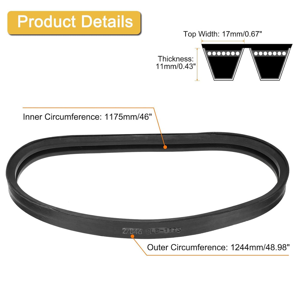 uxcell 2/B46 Classic Wrapped 2 Banded 49" Outer Circ B Profile V-Belt
