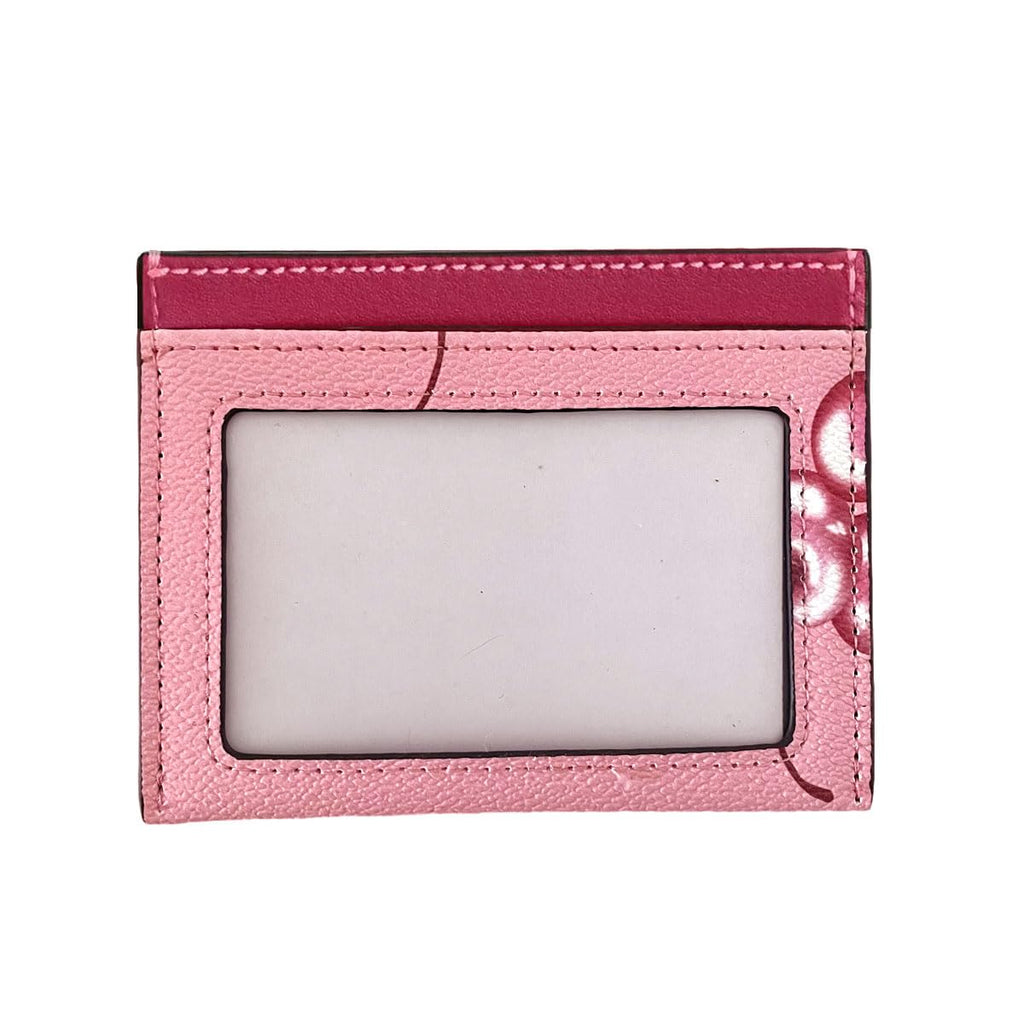 Slim Card Case Leather Credit Card Holder with Cherry Print
