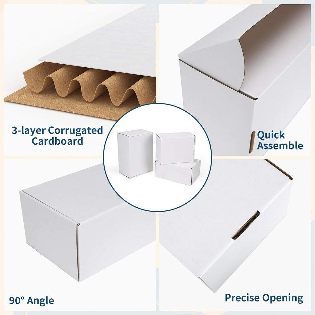 White Small Shipping Boxes, 30 Packs Cardboard Mailer Boxes for Packaging Small Business with Lids (10x7x5, 9x6x4