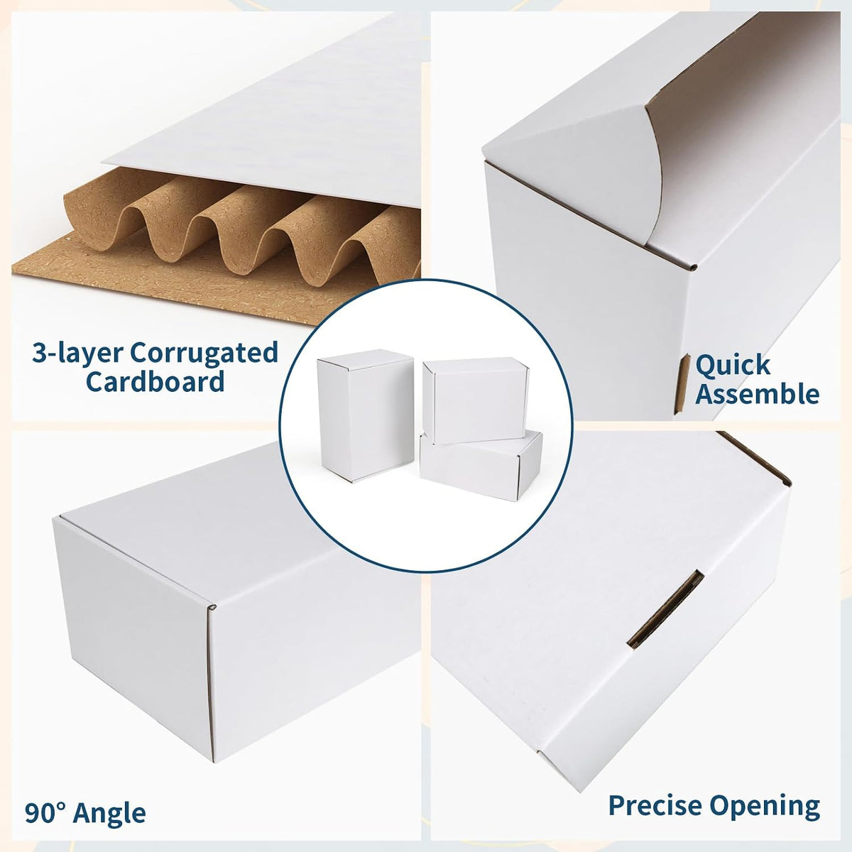 White Small Shipping Boxes, 30 Packs Cardboard Mailer Boxes for Packaging Small Business with Lids (10x7x5, 9x6x4