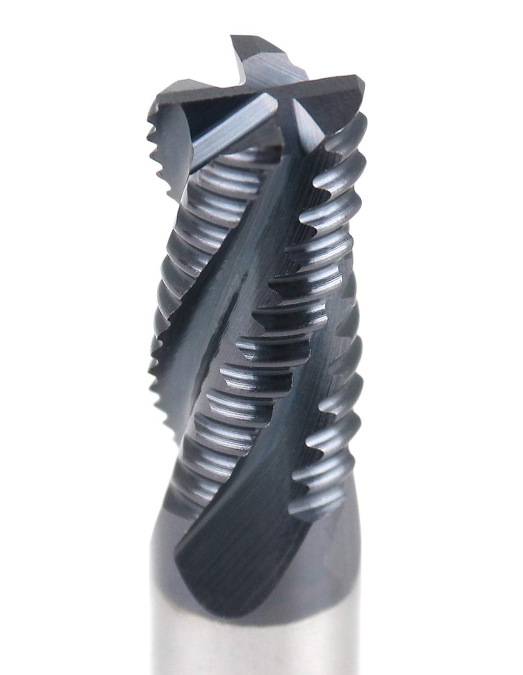 Accusize Industrial Tools Standard Tooth M42 8% Cobalt TiAlN Roughing End Mill, 3/8" Diameter, 3/8" Shank Diameter, 3/4" Flute Length, 1102-0038