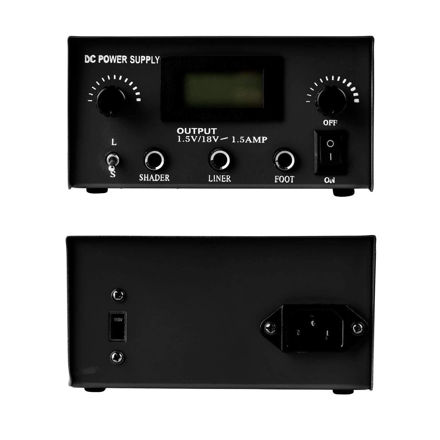 1TattooWorld Dual digital power supply with foot pedal and clip cord, OTW-P008-3.3 Black