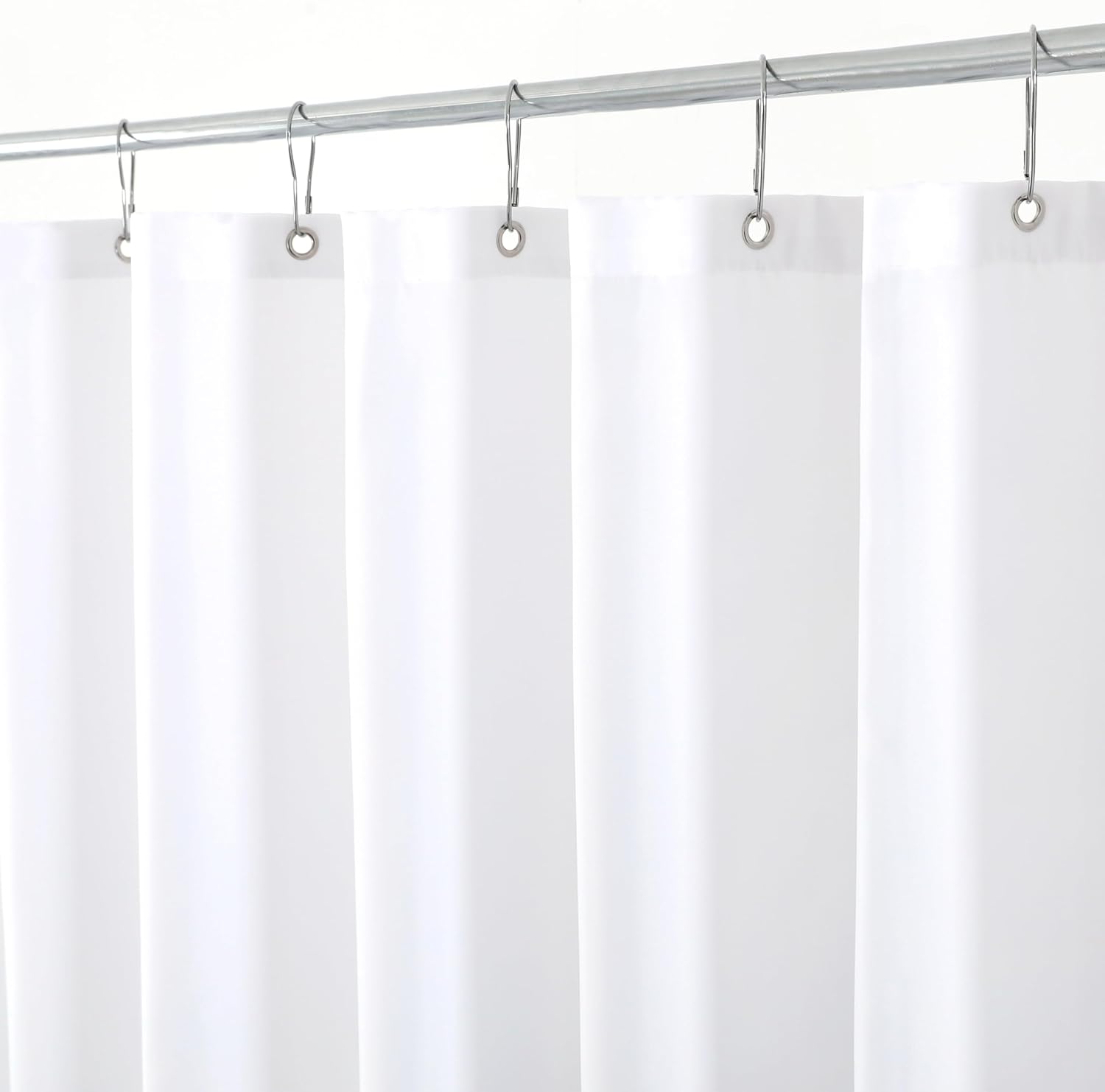 Hotel Quality Fabric Shower Curtain Liners 72" X 72", White Water Resistant Bathroom Curtains Rust Resistant Grommets