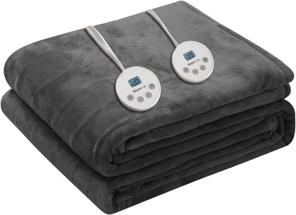 Heated Blanket Electric King Size 90"x100"-Dual Control with 10 Heat Levels 12 Timer Settings and 8 Hours Auto-Shut
