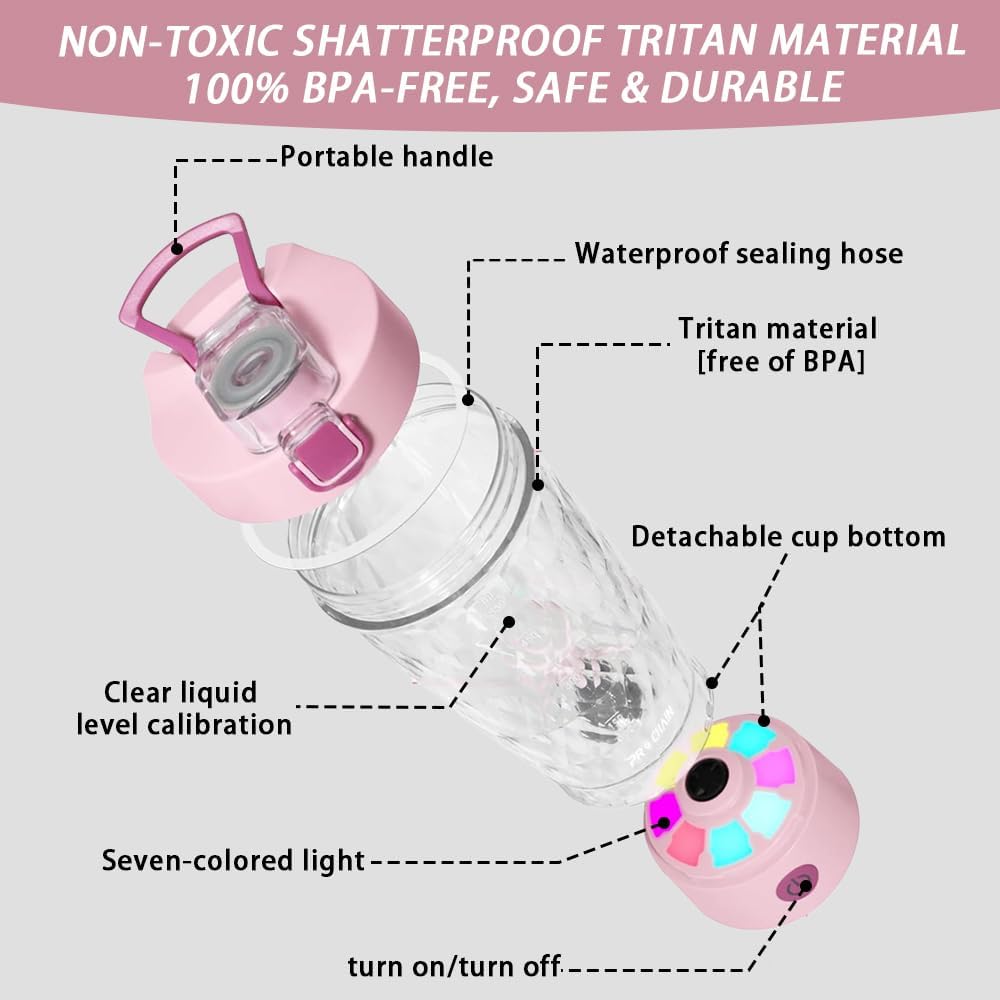 Electric Protein Shaker Bottle, 22oz BPA-Free Tritan | USB Rechargeable Protein Shake Mixer with Powder Storage Cup