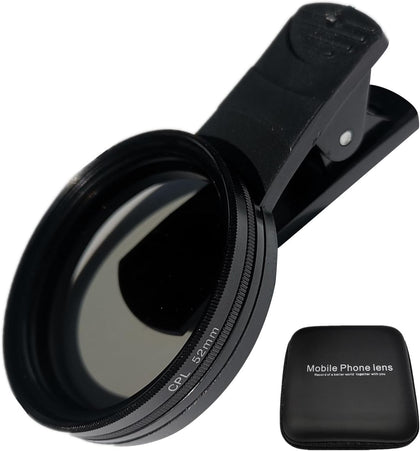52mm Clip-on CPL Phone Camera Lens Filter, Phone Lens Filter Kit, Universal CPL Filter Compatible with