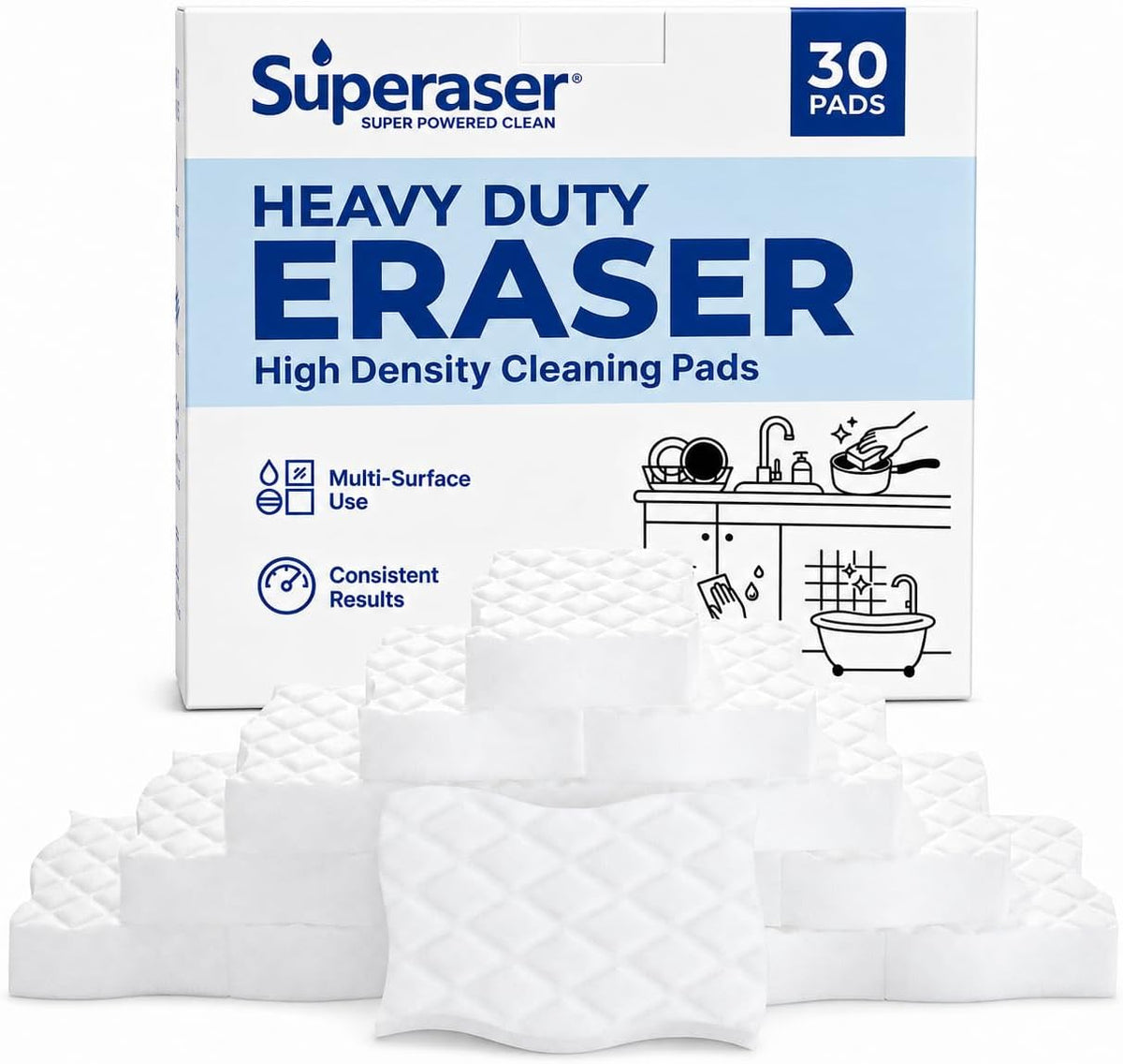 Magic Sponge Erasers, Melamine Cleaning Sponges, 30 Pack
