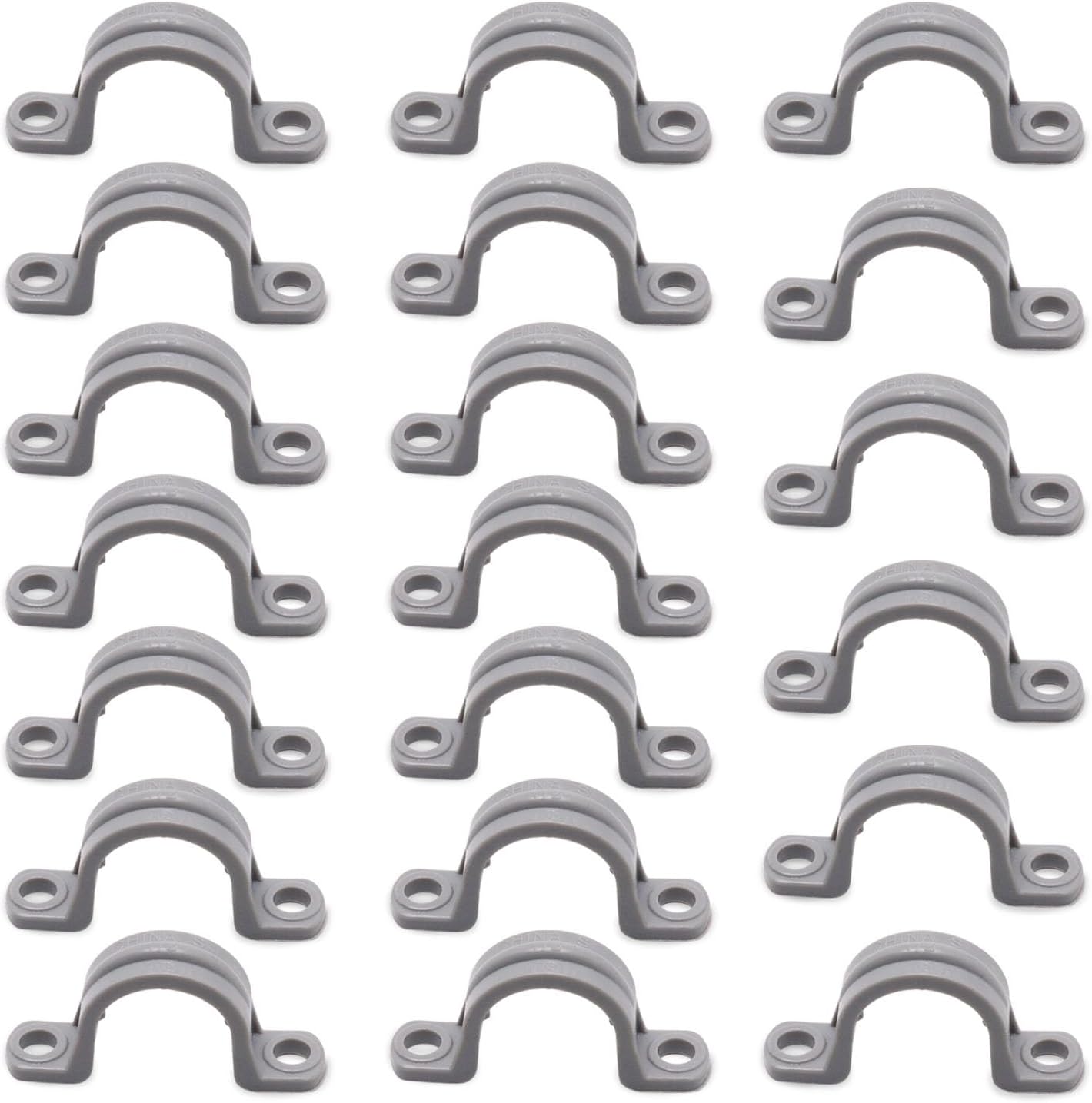 1/2 Inch PVC Pipe Strap, 2-Holes Conduit Pipe Clamps Plastic Pipe Supports (Grey, 20 Pcs)