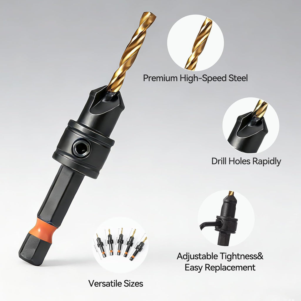 12 Pcs Adjustable Countersink Drill Bit Set