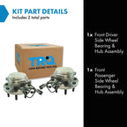 TRQ 2 Piece Front Wheel Bearing & Hub Assembly Set