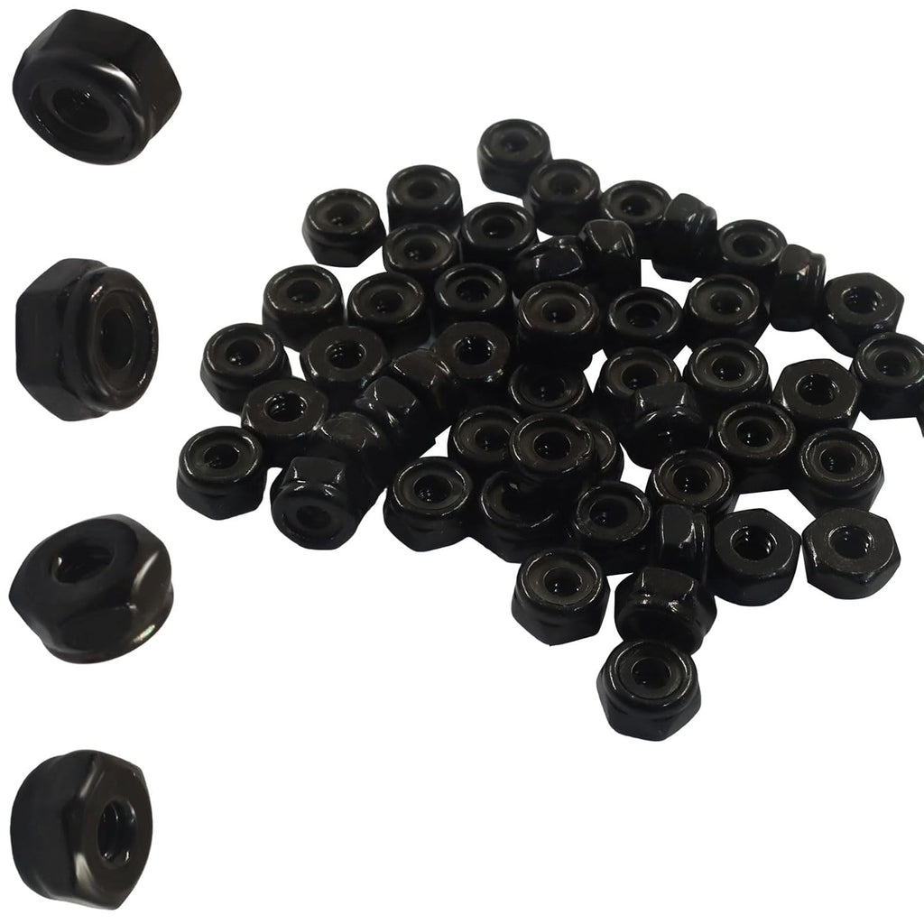 50 Pack #6-32 Nylon Insert Hex Lock Nuts, 304 Stainless Steel