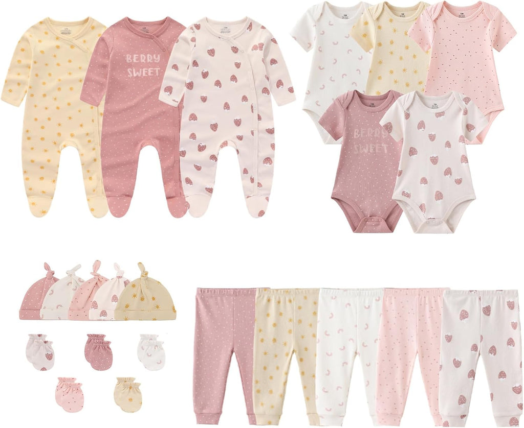 Newborn Layette Gift Set 23-Piece Baby Bodysuits Infant Outfits Essentials and Accessories 0-12 Months