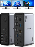 18 in 1 Laptop Docking Station 3 Monitors,Triple 4K HDMI,9 USB C/A | Docking Station with 3HDMI,Ethernet,PD 3.0,Fits