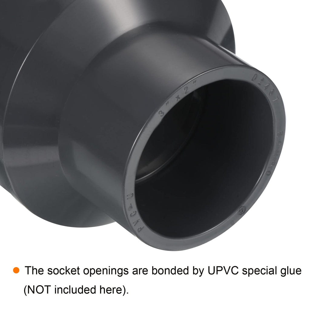PATIKIL UPVC Reducer Pipe Fitting 3" x 2" Socket Schedule 80, Straight Coupling Adapter Connector, Gray