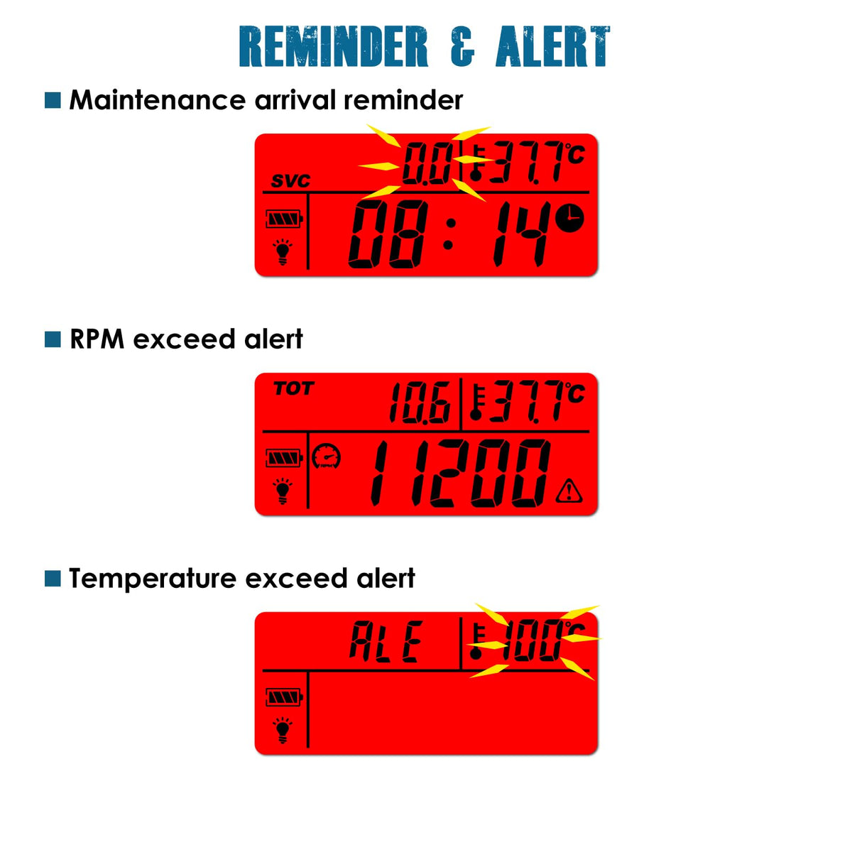 Runleader Engine Temperature Meter Hours Tachometer RL-HM035A-TS002-1