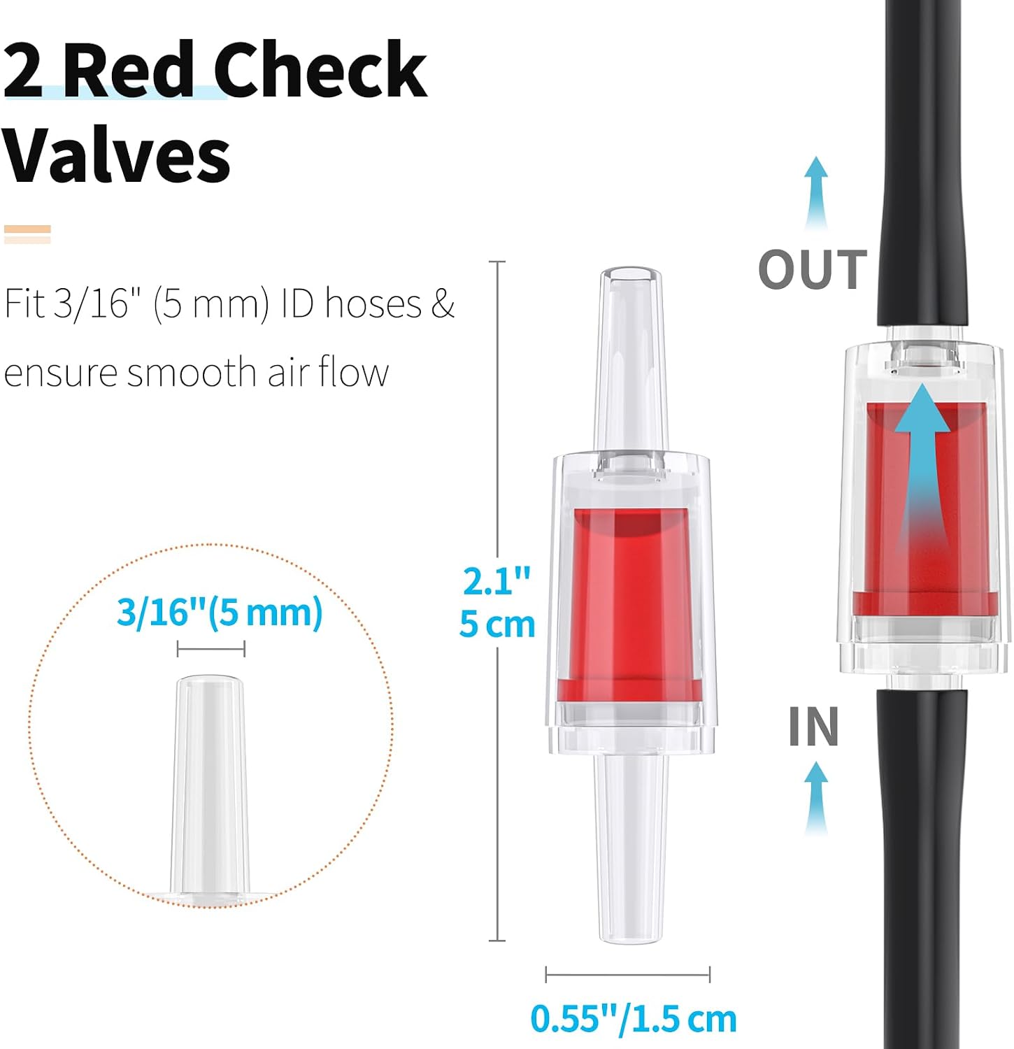 26 Feet Aquarium Air Tubing Standard 3/16" Airline Tubing Air Pump Accessories with Air Stones, Check Valves, Suction