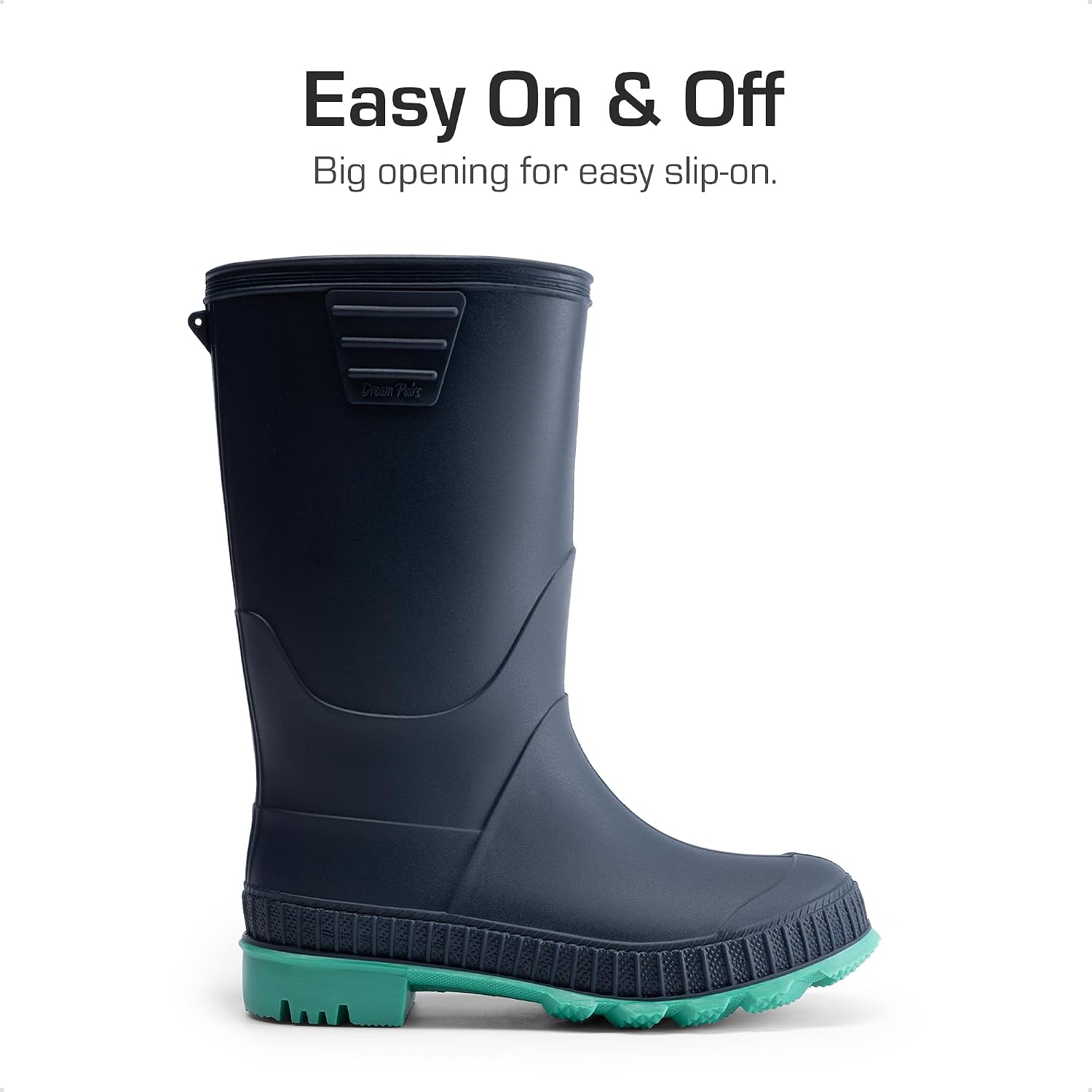 Kids Waterproof Outdoor Rain Boots | Lightweight,Non-Slip Outsole,Easy-On,Unisex Boys Girls,Outdoor Puddle Rainy Day