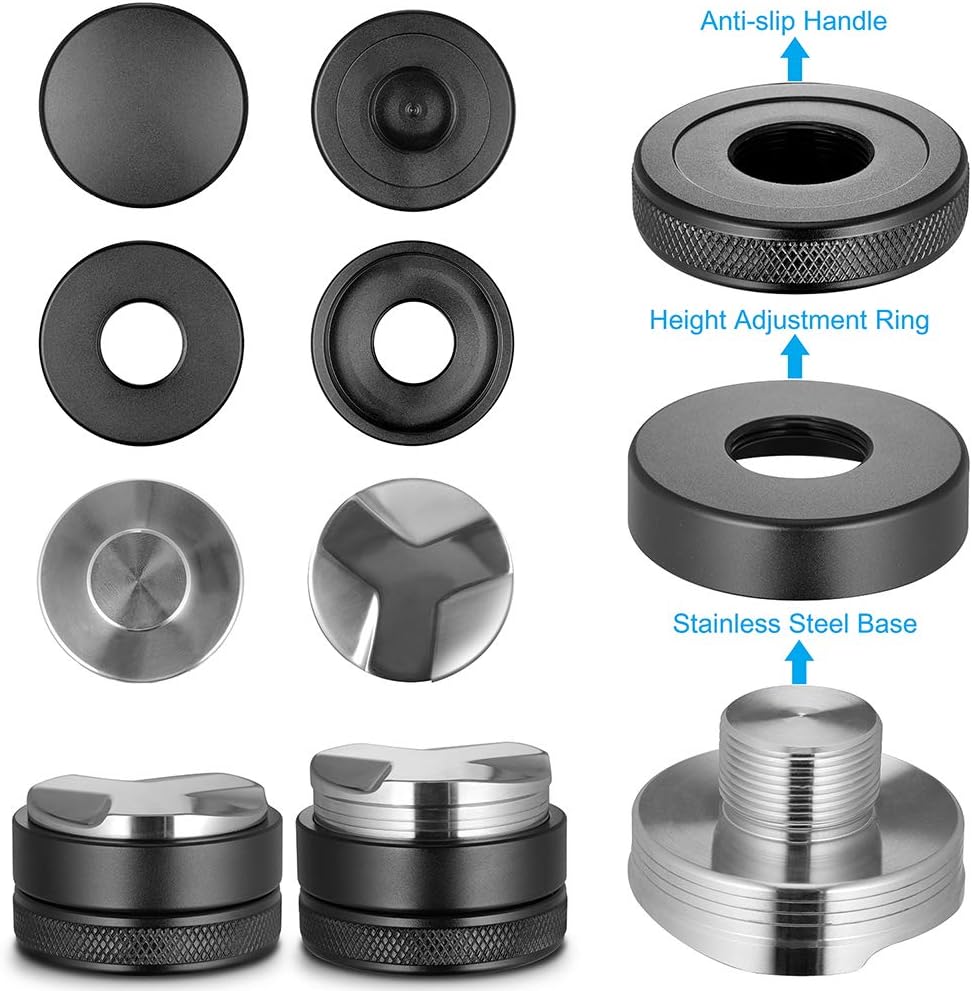 53mm Adjustable Espresso Distributor Fits Breville 54mm Portafilters | Coffee Leveler, Lockable Depth, 304 Stainless