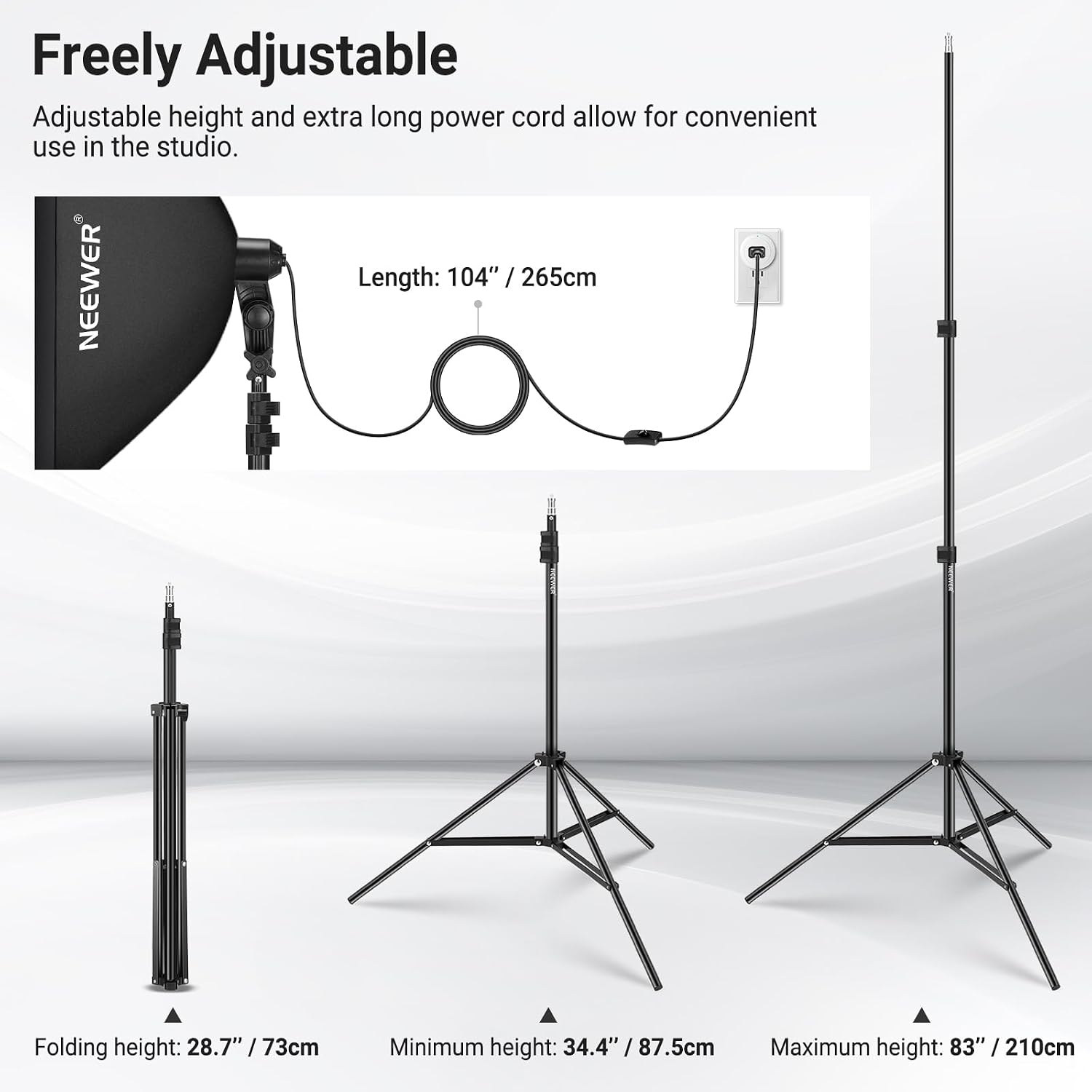 24"x24" 450W Equivalent Softbox Lighting Kit w Tripod Stand, NK104 | 45W Bi Color 2.4G LED Bulb, Remote, 10 Channels
