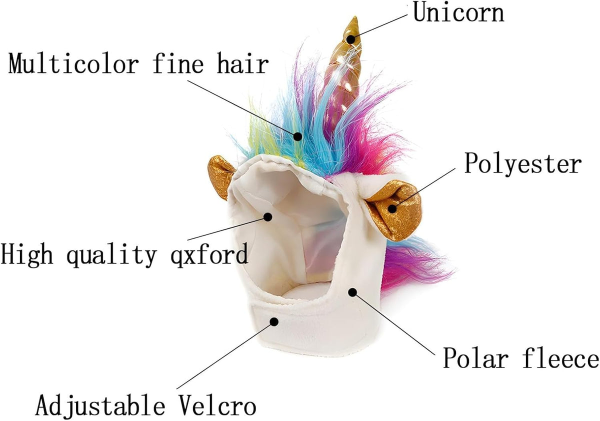 Cat Unicorn Hat with Ear Hole for Small Dogs Puppy, Cat Costume Accessory for Halloween, Cosplay Mane Cap (with Ear