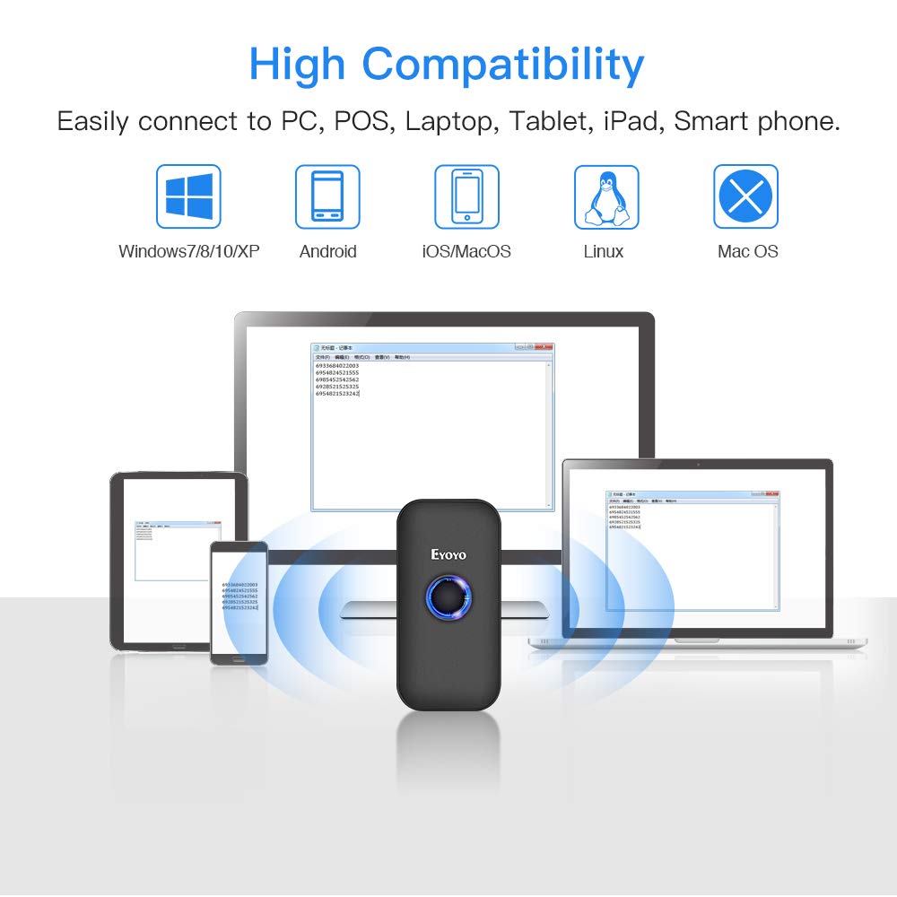 Portable Mini Bluetooth 1D 2D Barcode Scanner PDF417 QR Code Scanner