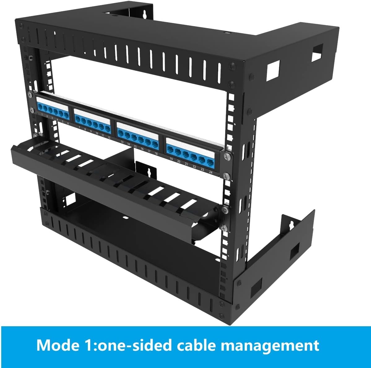 All Metal 1U 19" Server Rack Cable Manager 12 Larger Slots