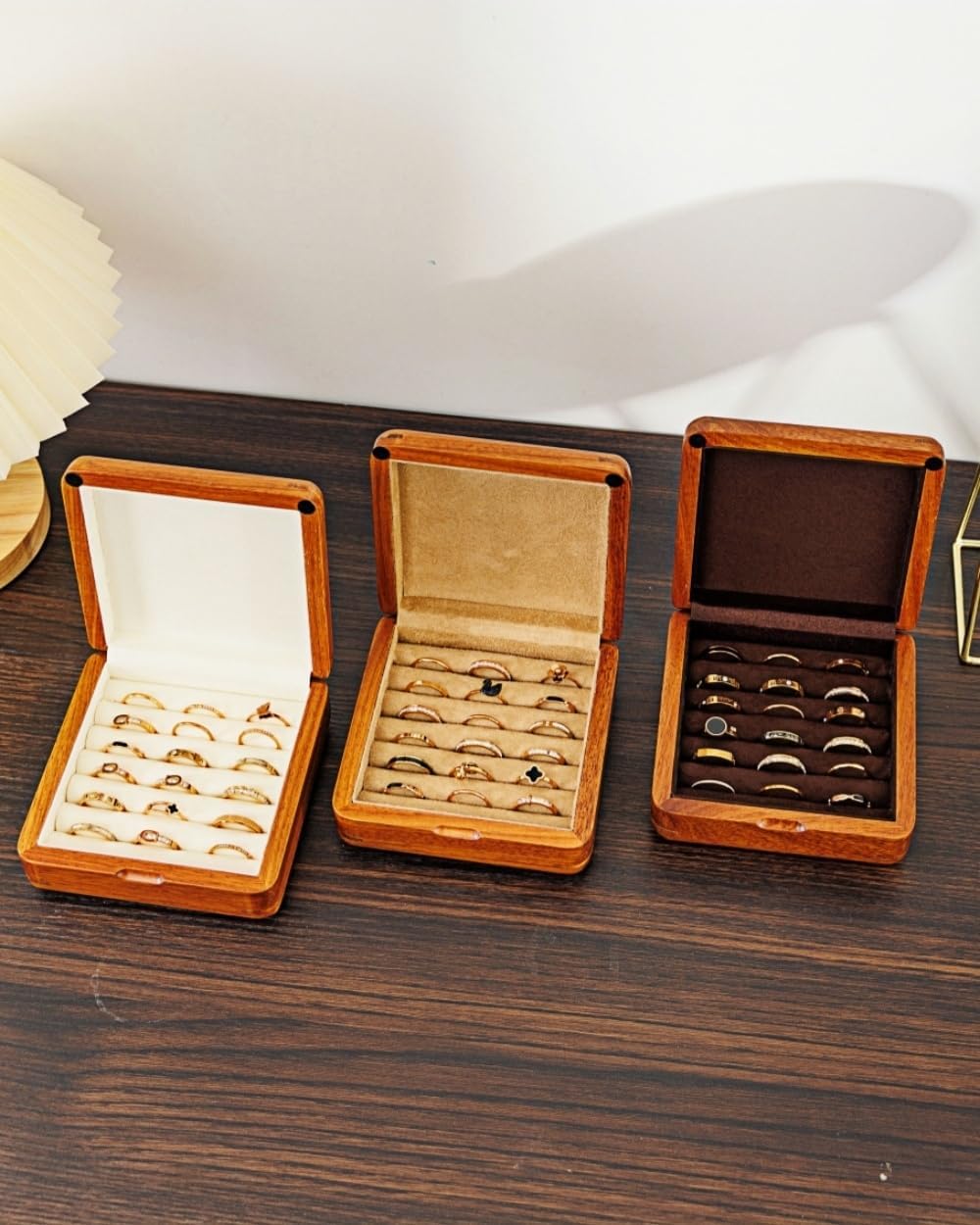 Jewelry Case Solid Wood Jewelry Organizer Box for Multiple Rings Cufflinks Earrings Portable Travel Storage Rings