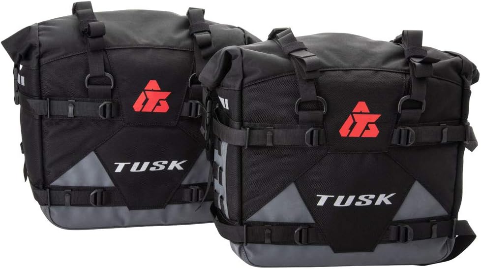 Pilot Pannier Bags Black/Grey | Durable Soft Saddlebags with Roll‑Top Closure, Waterproof Liners and Reflective