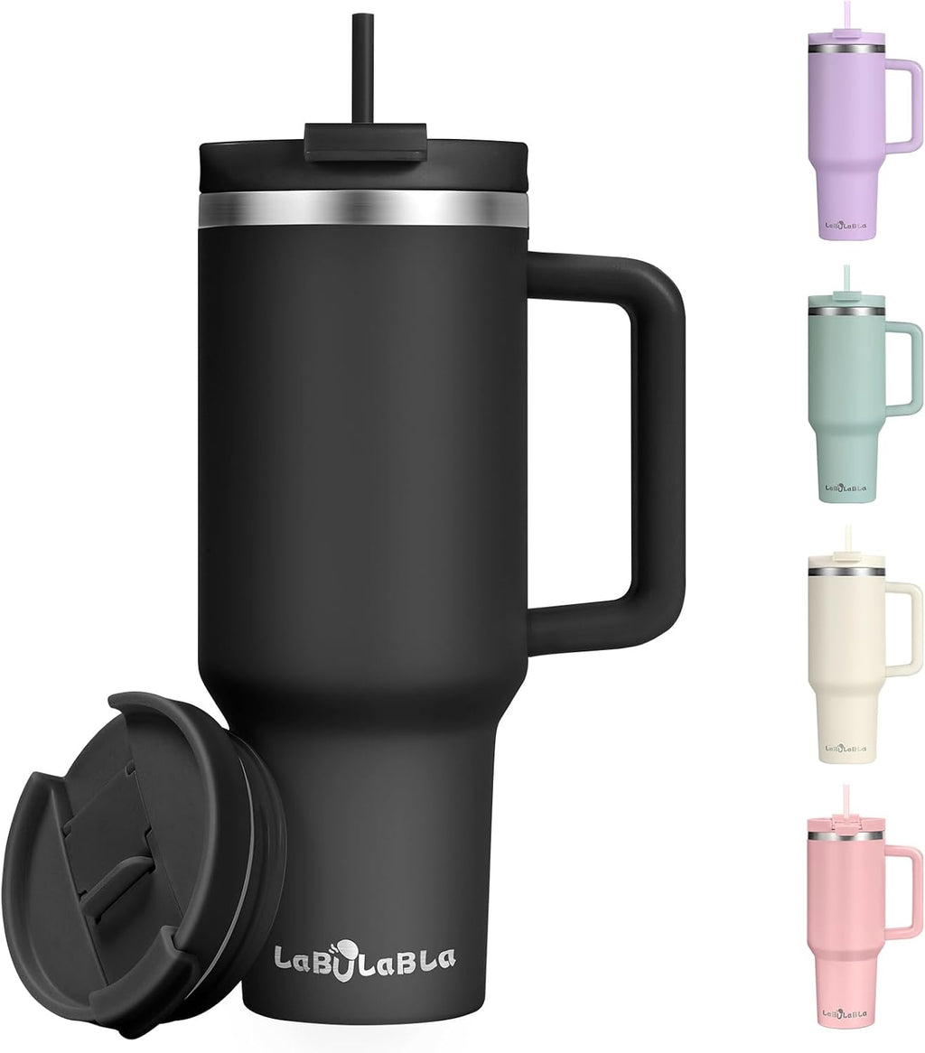 40oz Tumbler with Handle,Double Wall Vacuum Reusable Stainless Steel Insulated Water Bottle,With Leak Proof lid and