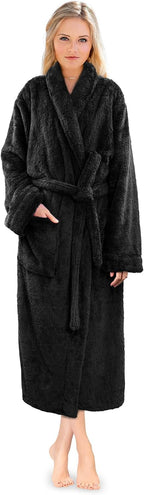 Premium Womens Plush Soft Robe, Fluffy Warm Fleece Sherpa Bathrobe