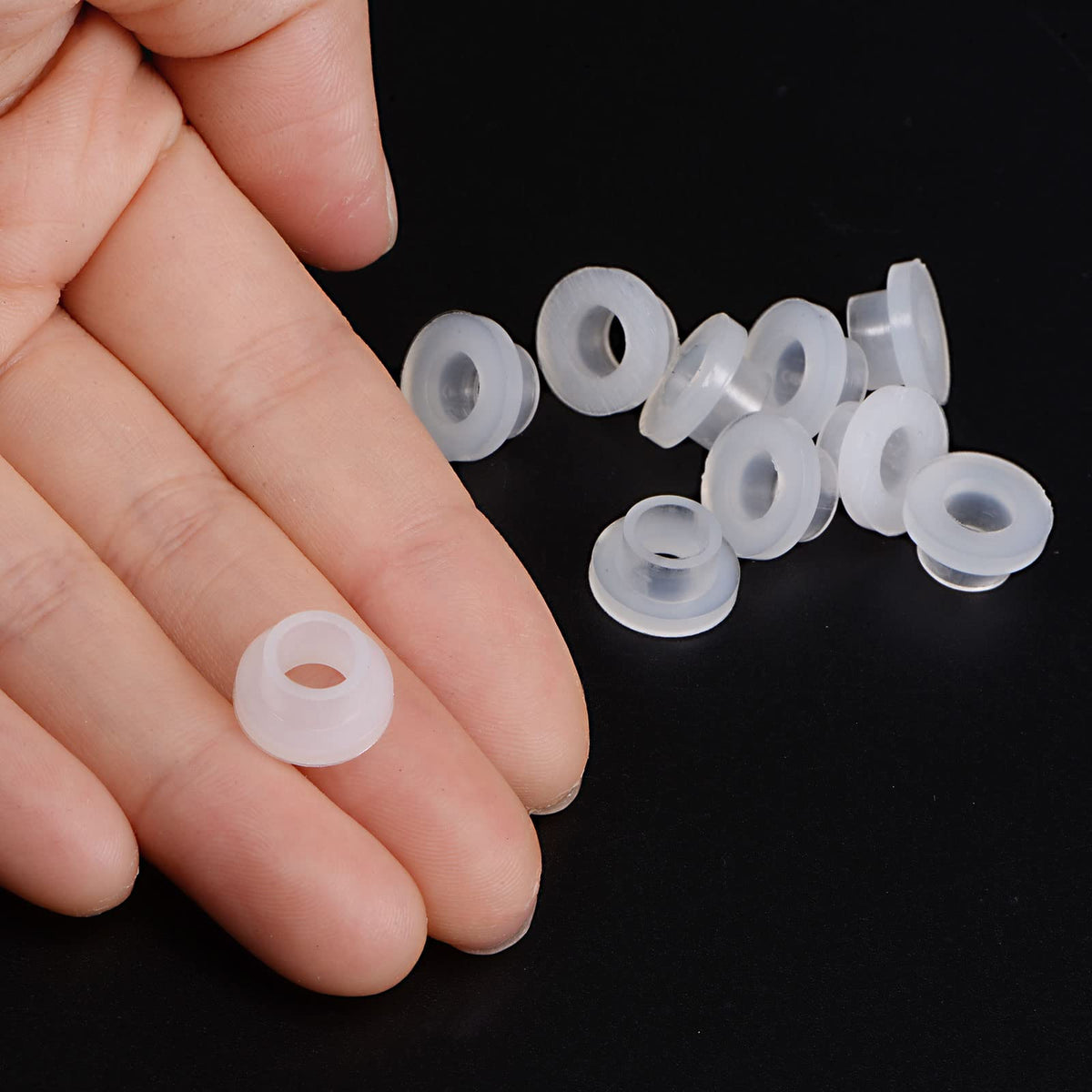 HARFINGTON 10pcs Flanged Sleeve Bearings 6.1mm Bore 8.1mm OD 6mm Length Nylon Bushings for Shaft, White