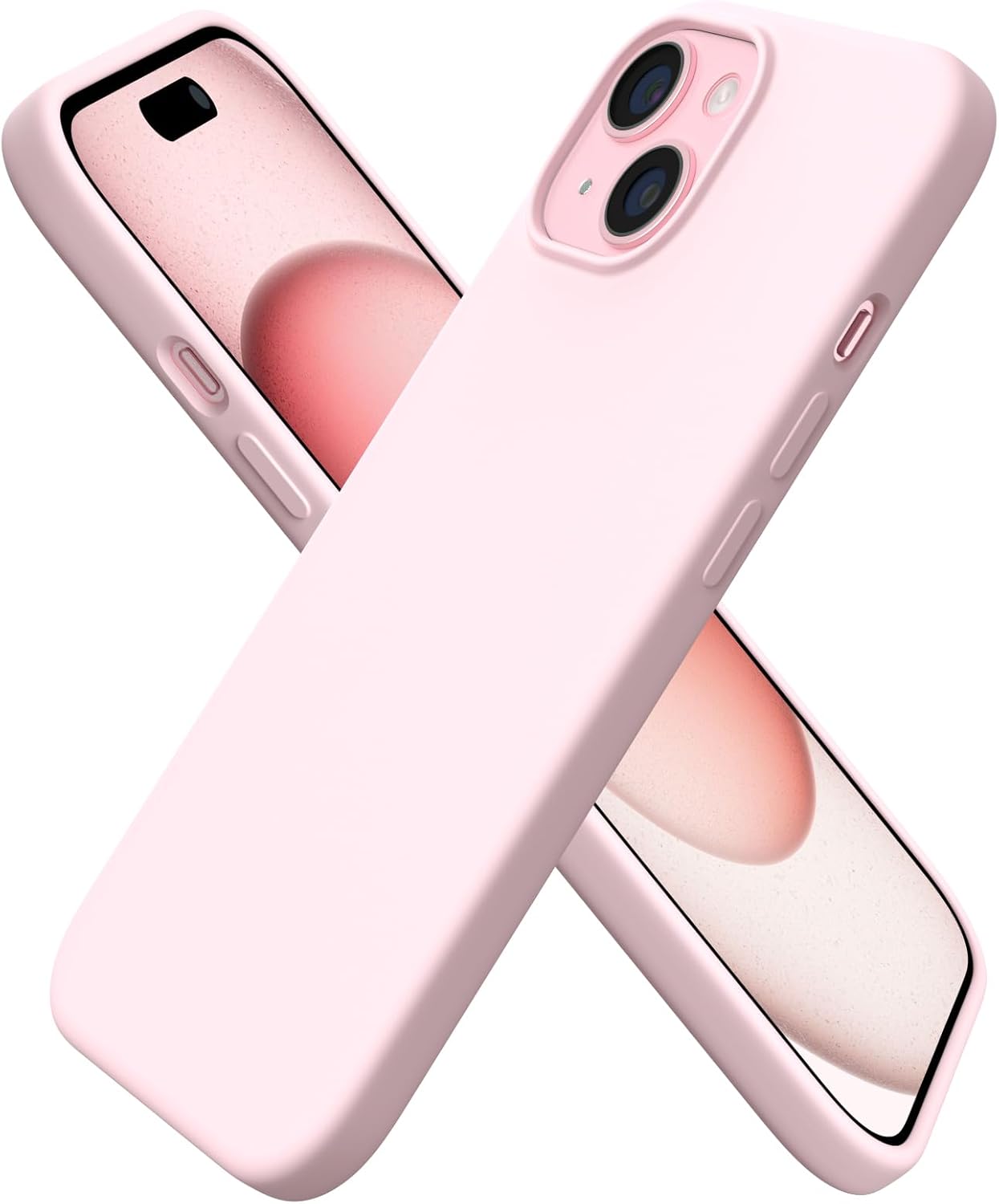 Compatible with iPhone 15 Case 6.1, Slim Liquid Silicone 3 Layers Full Covered Soft Gel Rubber Phone Case