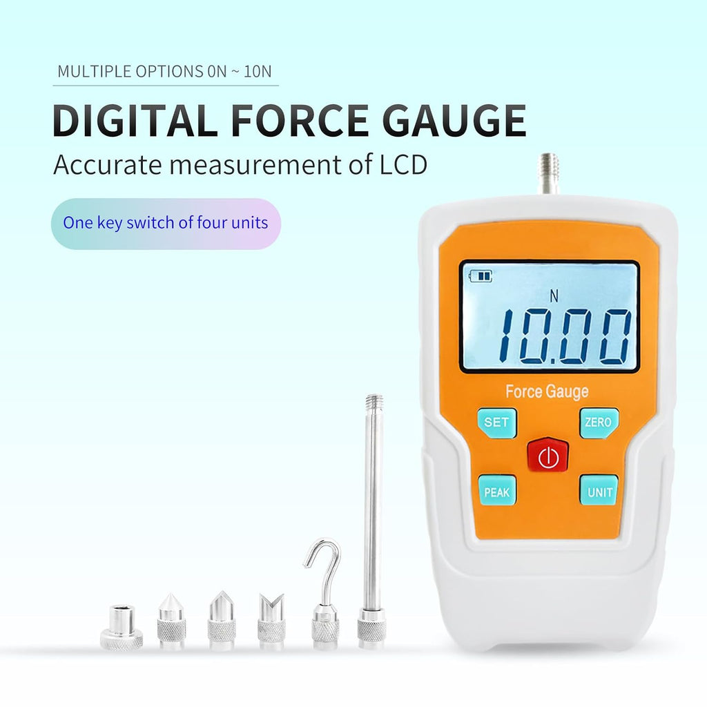 Digital Force Gauge Push and Pull Meter Dynamometer Tension Pressure Tester Thrust Meter Compression Load Plug Force Destructive Tests 10N/1kg/2.2lb/36Oz