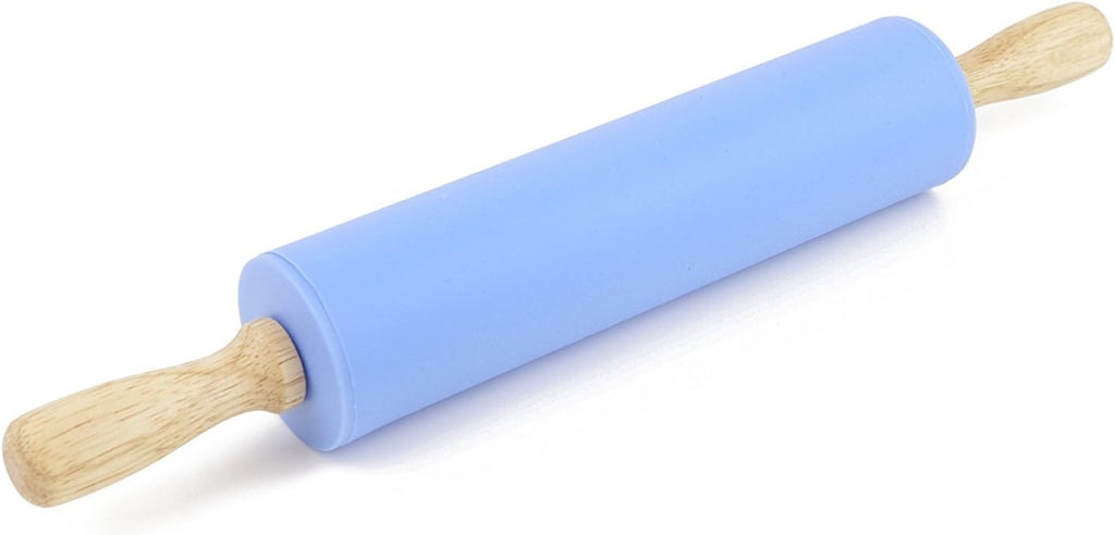 Silicone Rolling Pin with Wooden Handle - Non Stick Surface Dough Roller-roller pins for baking