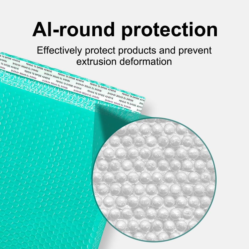 Extra Thick Padded Bubble Mailers, 5x8.6 in, 50-Pack, Green