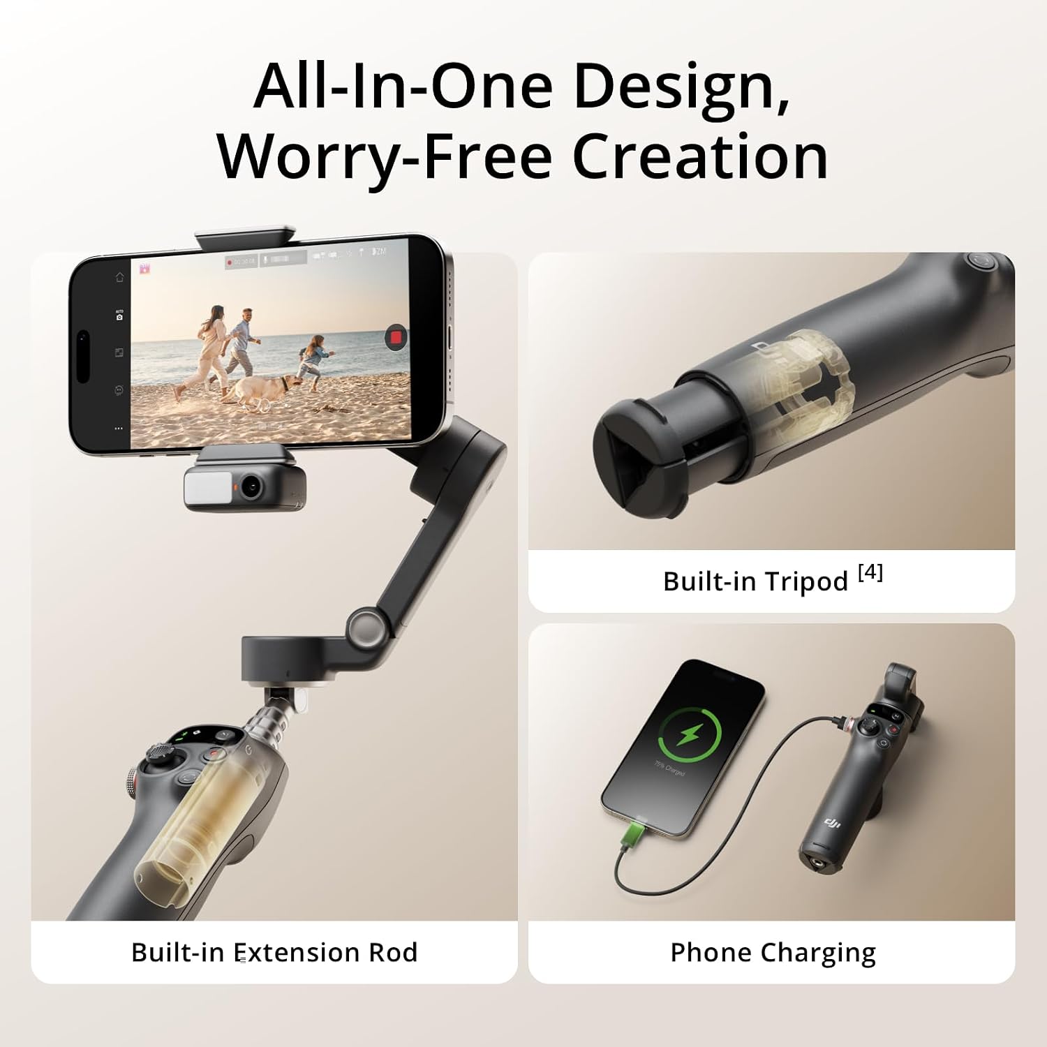 Osmo Mobile 7P Gimbal Stabilizer for iPhone & Android, Native Tracking | Lighting, 3-Axis Phone Gimbal, Quick Launch