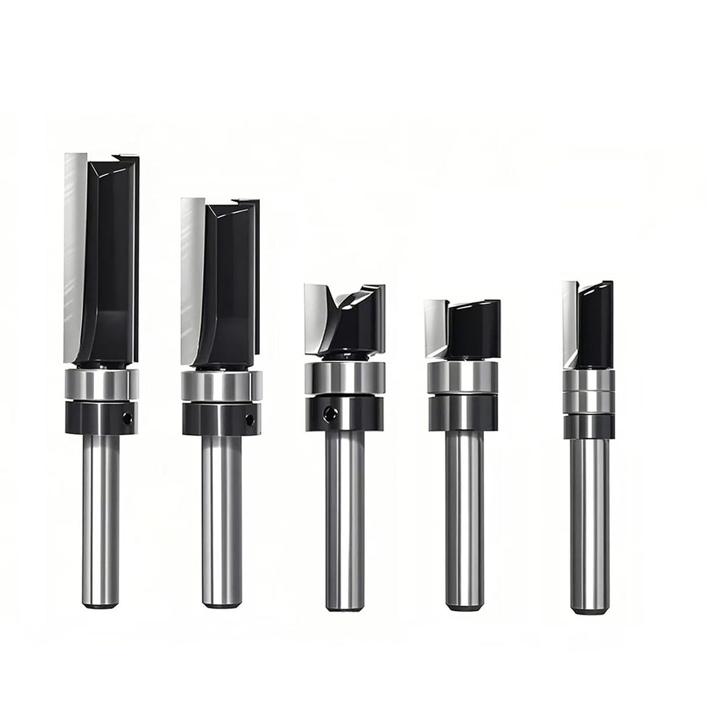 Pattern Flush Trim Router Bit 1/4 Shank Carbide Tipped Router Template Bit | Top Bearing Flush Trim Bits with 5