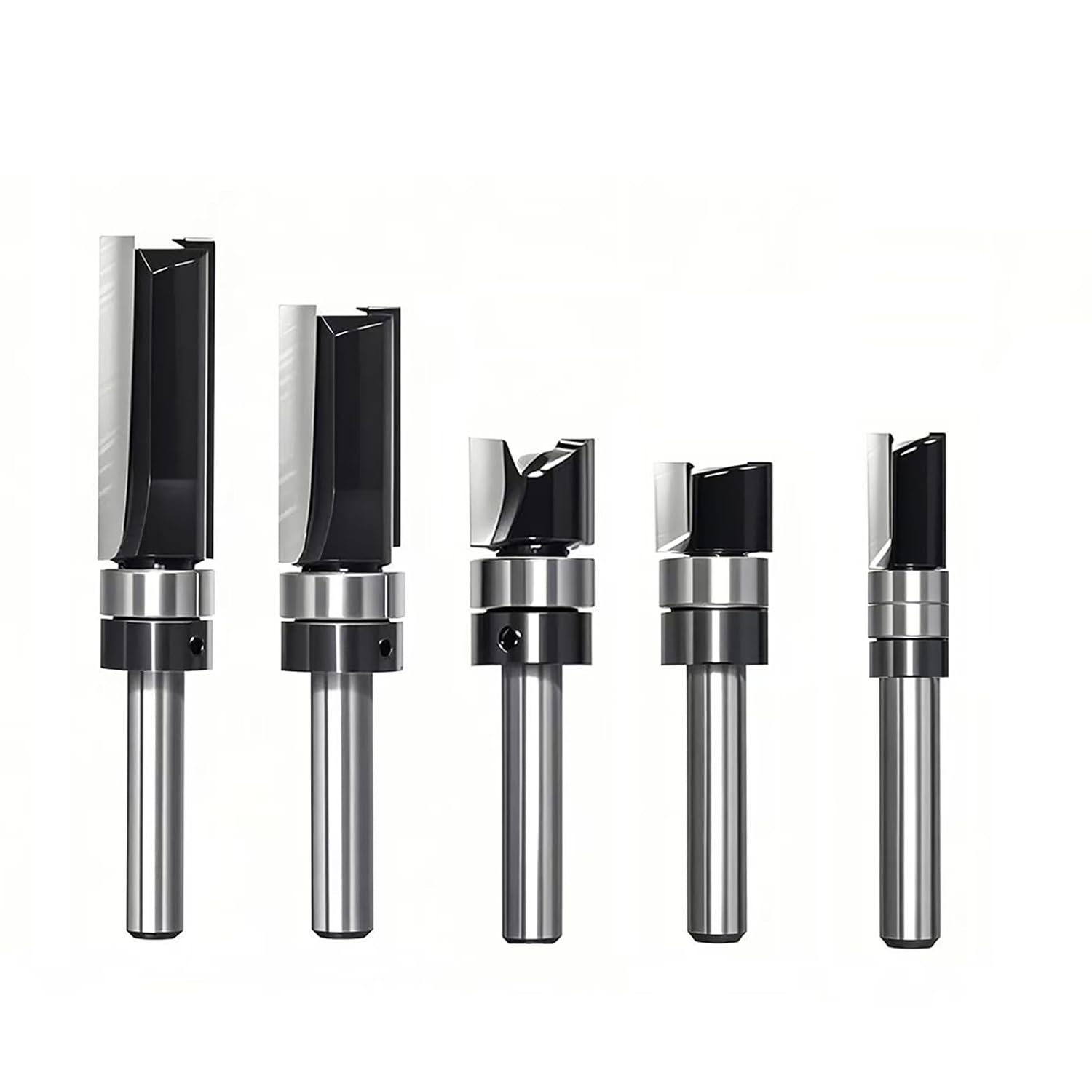 Pattern Flush Trim Router Bit 1/4 Shank Carbide Tipped Router Template Bit | Top Bearing Flush Trim Bits with 5
