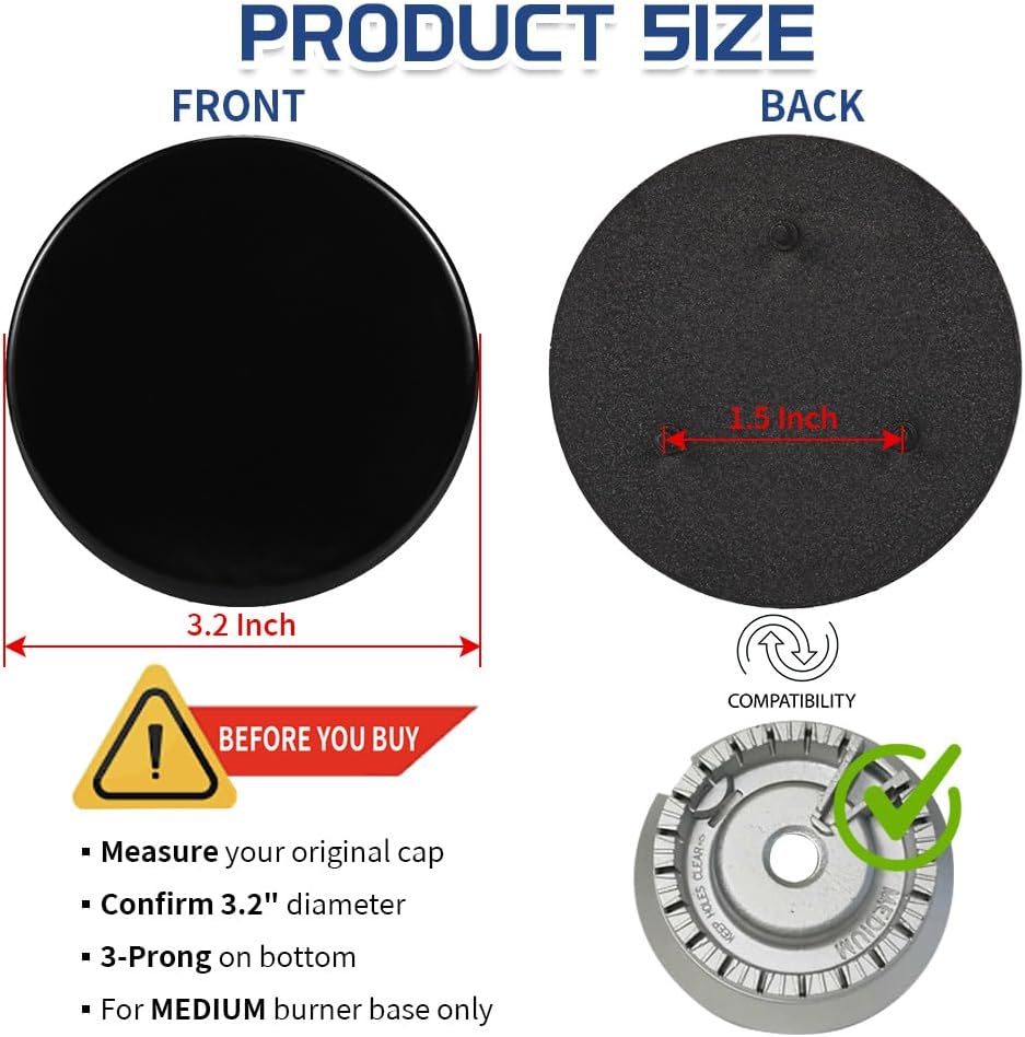 WB29K10023 Medium Burner Cap Replacement for GE Gas Range/Stove WB29K10001