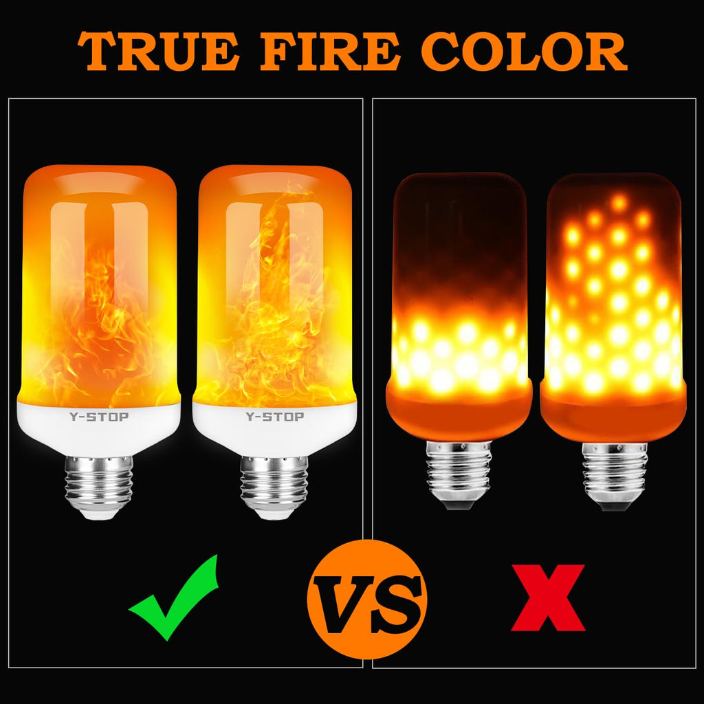 Flame Light Bulbs, Upgraded 4 Modes Fire Light Bulb with Upside Down Effect, E26 Base Flickering Light Bulb for