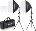 700W Equivalent Softbox Lighting Kit, 2Pack UL Certified 5700K LED Lighting Bulbs, 24x24 inches Softboxes with E26
