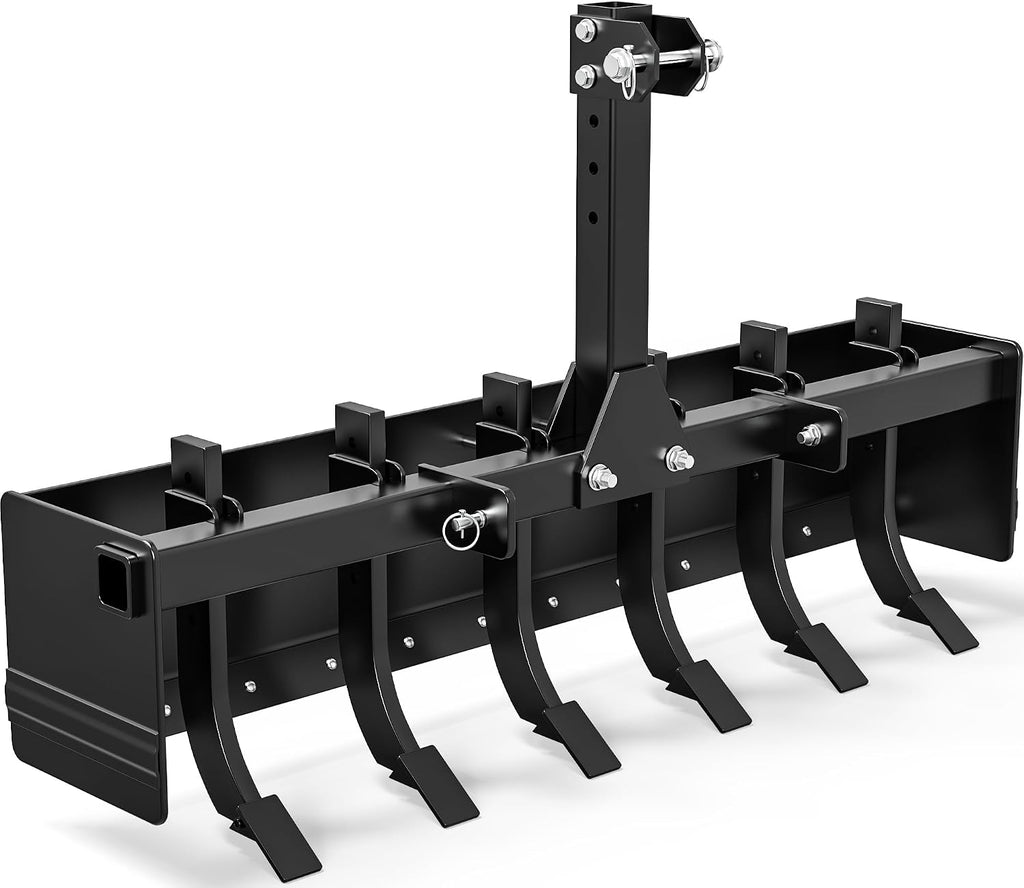 55" Three Point Box Scraper Heavy Duty Box Blade | Tractor Attachment for Category 0 & Category 1, with Adjustable