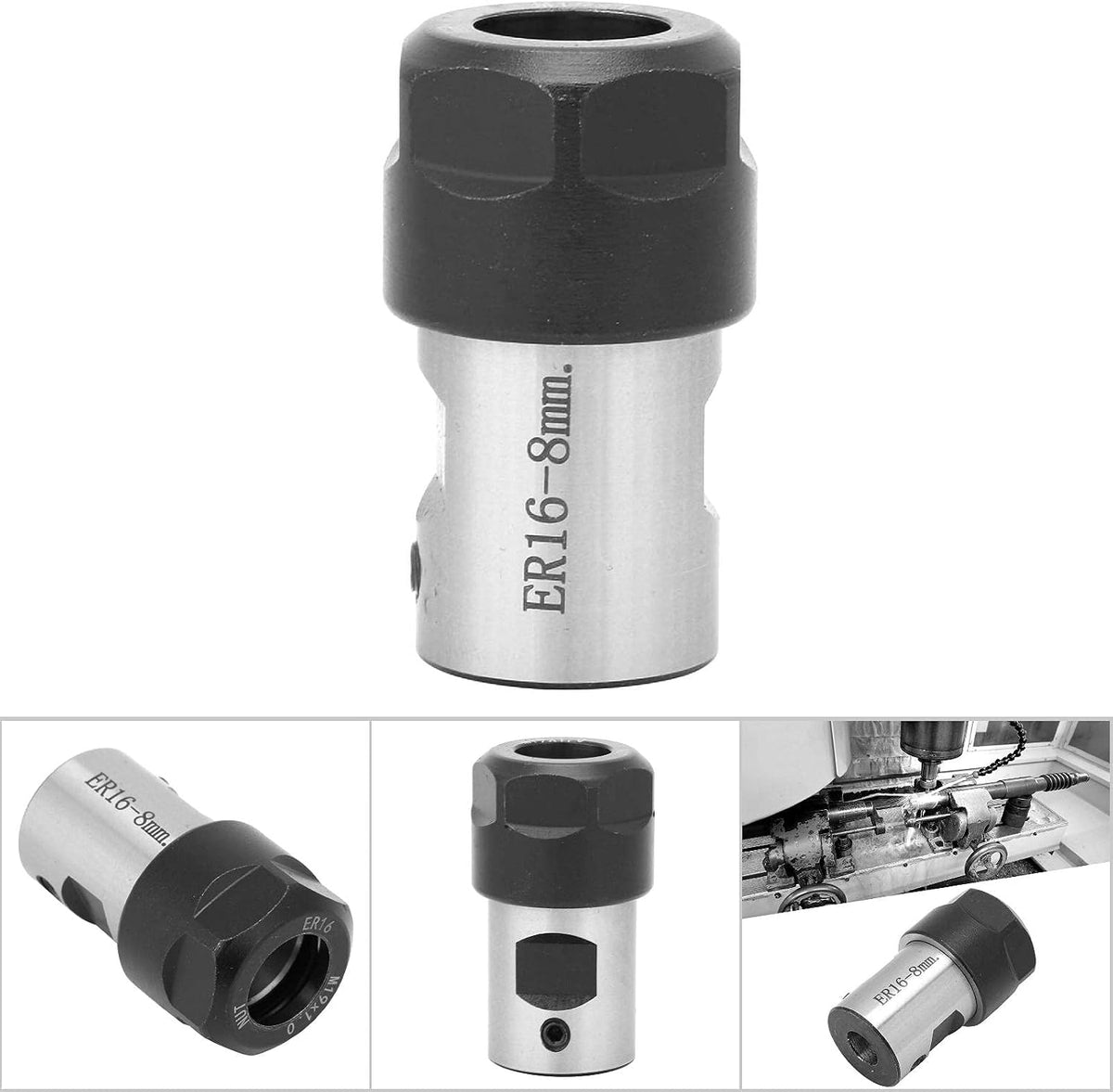 Yunseity ER16 Collet Block Chuck Holder, Spiral Linear Thread, for Lathes, Drilling, Milling, Boring Machines, with Smooth, for Spindle Motor Shaft Clamping (Yunseityouehb37cg9-02)