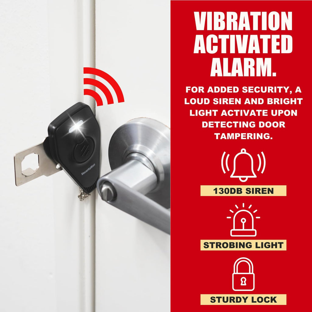 Portable Door Lock with Alarm | Hotel Door Locks for Travelers Security | Loud 130dB Door Security Device for Hotel