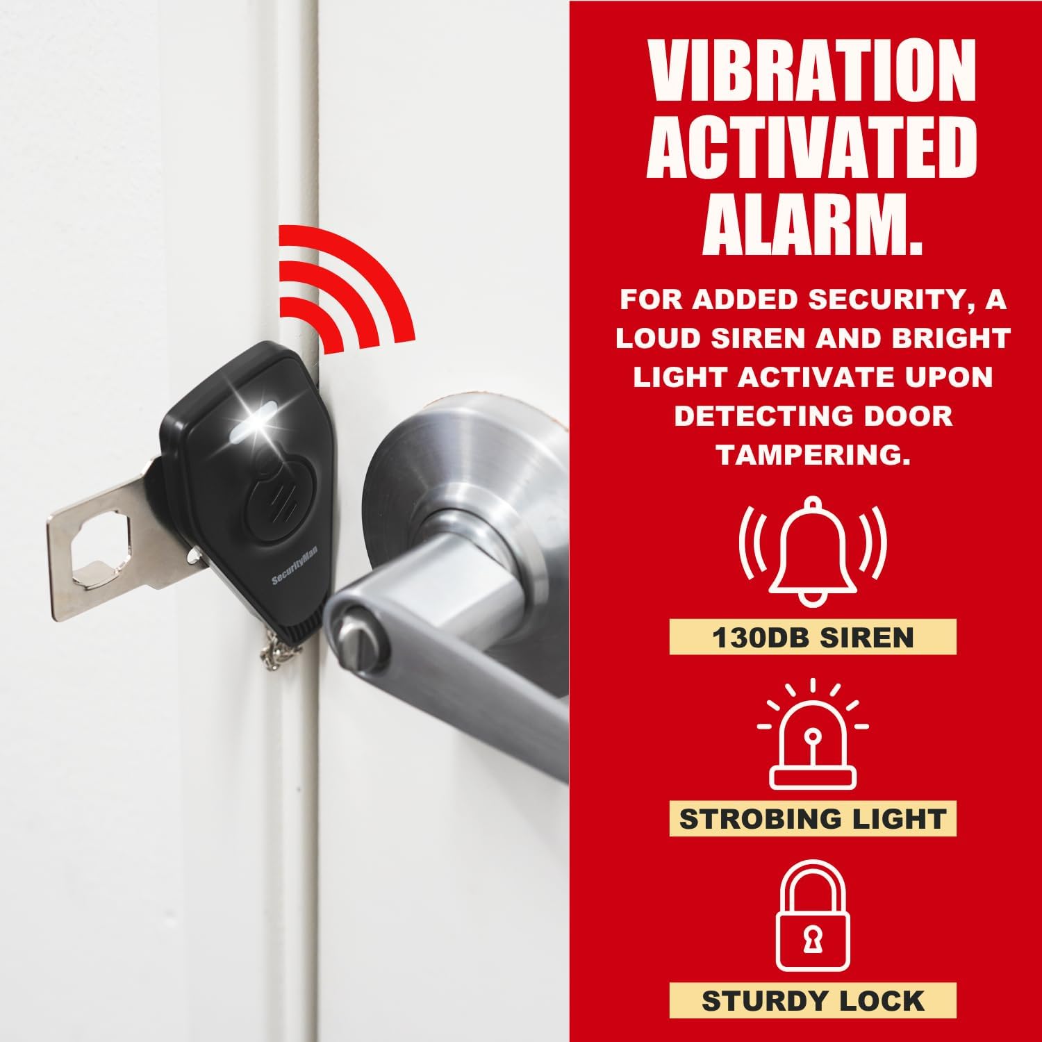 Portable Door Lock with Alarm | Hotel Door Locks for Travelers Security | Loud 130dB Door Security Device for Hotel